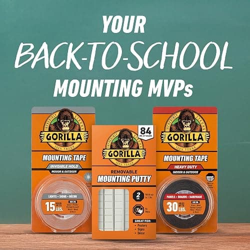 GORILLA Invisible Hold Mounting Tape, Clear, 1" x 150", 1-Pack | Holds up to 15 lbs, Clear Double-Sided Tape for Strong, Permanent Bond, Discreet Adhesive for Classroom and Study Space Setup thumbnail 9