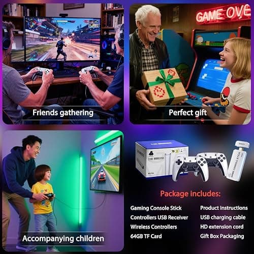 Wireless Retro Game Console Built-in 20000+ Games and 23 Emulators, 2026 New Plug & Play Retro Gaming Console with 4K Output & Dual 2.4G Controllers, Games Nostalgic Stick for Christmas Gift (64GB) thumbnail 7