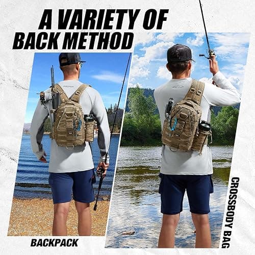 Piscifun Fishing Tackle Backpack with Rod & Gear Holder, Lightweight Outdoor Water-Resistant Fishing Shoulder Storage Bag thumbnail 2
