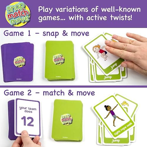 Covelico Exercise Cards for Kids, Play PE Games with 20 Exercises, 52 Cards | PE Teacher Must Haves, Solo or Group Play, Indoor Classroom Recess Games, Home School Therapy, Snap Memory Go Fish, Ages 4+ thumbnail 3