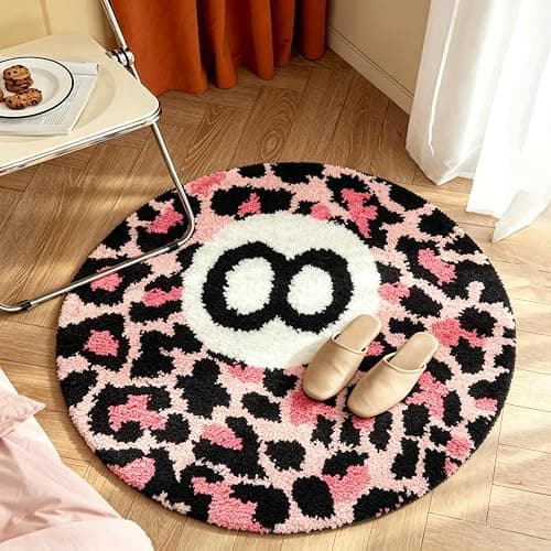 LIFEISLE Pink Cheetah 8 Ball Rug 31" Round Leopard Print Area Rug - Soft Plush Modern Aesthetic Rug for Bedroom, Living Room, Dorm Decor, Trendy Room Decor for Women & Teens - Image 1