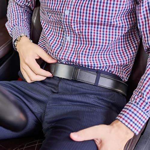 VATAN Men's Belt Leather Ratchet Belt for Men Dress Casual Every Day with Adjustable Buckle, Trim to Fit thumbnail 3