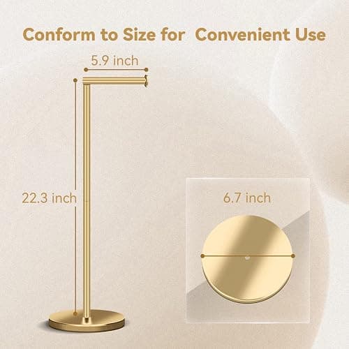 RRM Toilet Paper Holder Stand, Bathroom Free Standing Toilet Paper Holder with Reserve Storage 3-4 Toilet Paper Rolls (Golden) thumbnail 3