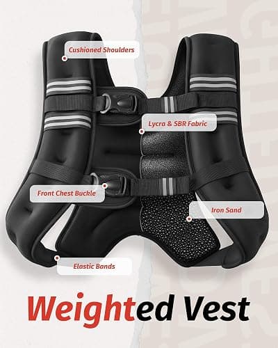 ZELUS Weighted Vest, 6lb/8lb/12lb/16lb/20lb/25lb/30lb Weight Vest with Reflective Stripe for Workout, Strength Training, Running, Fitness, Muscle Building, Weight Loss, Weightlifting thumbnail 5