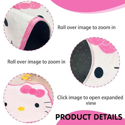 Hurig Super Soft Kitty Rugs Cute Area Rug for Room Decor Girls Bedroom Decoration Cashmere Mat - Kitty Head-1 - 2'3" x 2'9" (Irregular) thumbnail 6