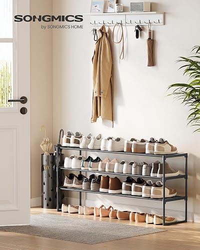SONGMICS Shoe Rack, 3-Tier Shoe Organizer, Metal Storage Shelf, Upright or Upside Down, for 20-24 Pairs, Stackable, for Entryway, 11.8 x 46.1 x 21.7 Inches, Black ULSA033B01 thumbnail 4