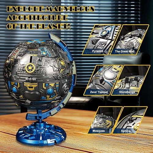 Hapystar Globe Transforming Toy, 2 in 1 Transform into Robot Action Figure, DIY Transformation Figure Toys for Kids & Adults Action Figures for Boys Party Favors Gift thumbnail 3