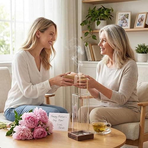 Ceremony Incense Holder, Wooden Incense Holder for Sticks with Glass Ash Catcher, Anti-ash Incense Burner with 20 Incense Sticks and a Ash Brush for Meditation Yoga Spa Room Decor thumbnail 2