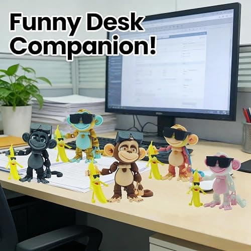 Xonery 3D Printed Monkey Kids Toy Articulated Animal Figurine Executive Desk Toys, Festive Holiday Desk Decor,Mini Play Ornament,Easter Basket Stuffers Gifts(Banana Brown) thumbnail 7