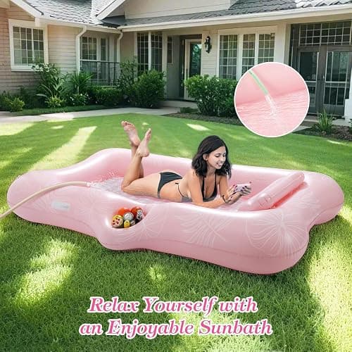 MoKo Pool Floats Adult, Large Floating Bed with Ice Bar, Tanning Bed Pool Raft Inflatable Lounger with Drink Holder Tanning Chair Inflatable Pool Toys for Party Beach Backyard thumbnail 3
