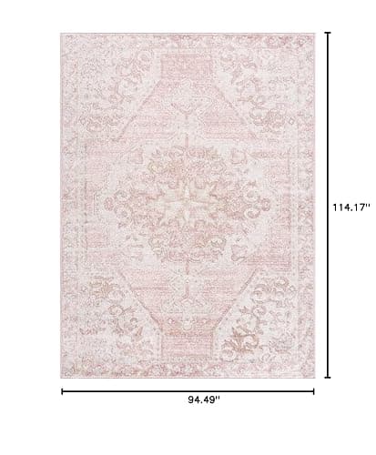 BoutiqueRugs Blush & Light Pink Collection Snead Bohemian Oriental Medallion Large Area Rug - Traditional Floral Carpet for Living Room - Blush, Pale Pink, Cream - 7'10" x 9'6" (8x10 Area Rug) thumbnail 3