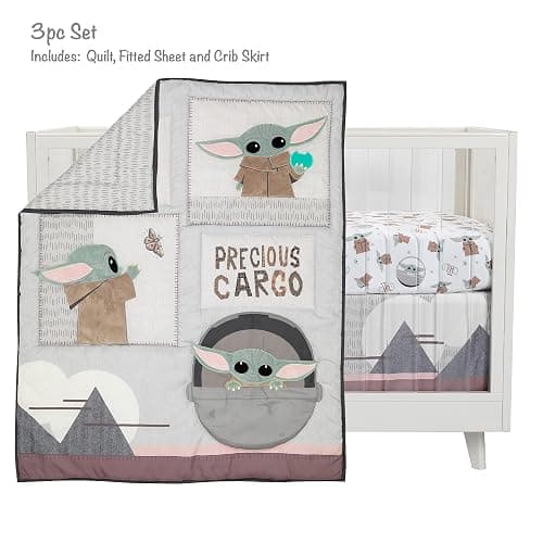 Lambs & Ivy Star Wars The Child Baby Yoda Nursery 3-Piece Baby Crib Bedding Set thumbnail 2