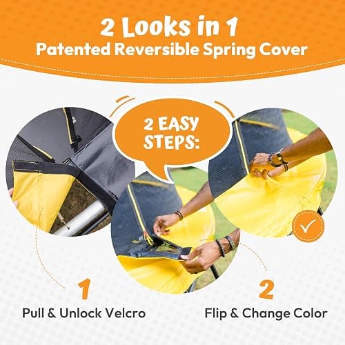 JUMPZYLLA Trampoline Outdoor 8FT 10FT 12FT 14FT 15FT 16FT with Enclosure and Ladder, ASTM Approved Recreational Trampoline for Kids and Adults, Anti-Rust Coated Frame thumbnail 7