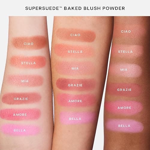 Saie SuperSuede Baked Blush - Talc-Free Powder Blush for Cheeks Infused with Hyaluronic Acid, Glycerin + Squalane - Hydrating Face Makeup for a Natural, Diffused Flush of Color - Grazie (0.1 Ounce) thumbnail 7