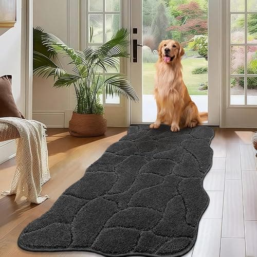 BSICPRO Large Dog Door Mat for Mud Paws, 24x59 Absorbent Dirt Trapper Long Door Mat, Non-Slip Washable Mud Mat for Dogs, Microfiber Soft Pet Rug Mat for Entryway, Dog Paws, Patio (Charcoal) - Image 1