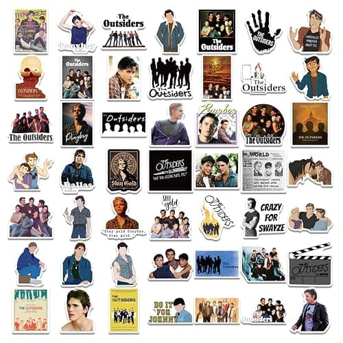 The Outsiders Stickers for Water Bottles 50 Pcs Cute, Waterproof, Beautiful and Fashionable, Suitable for Cups, Phones, Bicycles, Guitars, Suitcases, Ultra-Durable Vinyl. thumbnail 2