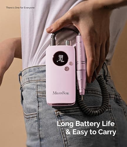 MelodySusie Clip-On SC320F Rechargeable Nail Drill 30,000 RPM for Beginners | 30000RPM, 6000mAh battery, 10-14h runtime, LED display, Low-heat motor, shapes acrylic/gel nails, safe for natural nails thumbnail 2