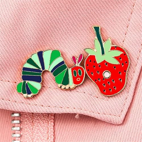RLHRNDE 2 Pcs Hungry Caterpillar Strawberry Brooch Pins for Educators Backpack Clothes Hat Accessories Cute Pin Set for Women Aesthetic Gifts thumbnail 3