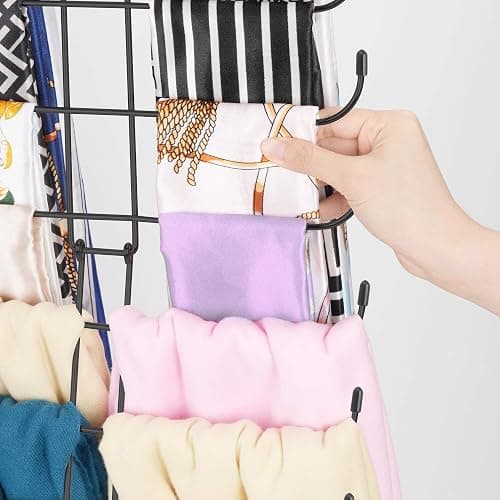 ZEDODIER Scarf Hanger, Scarf Organizer for Closet, Holds 20 Scarves | Sturdy Metal Scarf Holder Hijab Rack with 20 Hooks, 360° Rotating, Foldable Design, Hanging Closet Organizers and Storage thumbnail 6