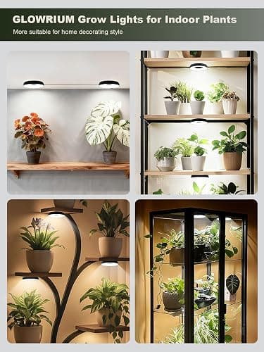 GLOWRIUM Grow Lights for Indoor Plants, Full Spectrum Puck Grow Light with Manual & APP Control, 32W(4 x 8W) Plant Lamp Auto-Timer, Plant Assistant 10 Levels Dimmable for Plant Shelf (4 Packs,Black) thumbnail 9