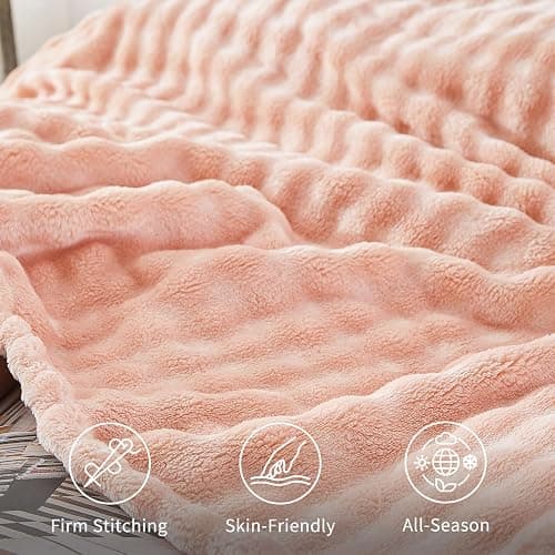 Fluffy 3D Bubble Throw Blanket for Couch & Bed – Cozy Soft Fleece Blankets for Women & Girls – Warm Lightweight Fuzzy Throw (50x60) – Machine Washable Gifts thumbnail 5