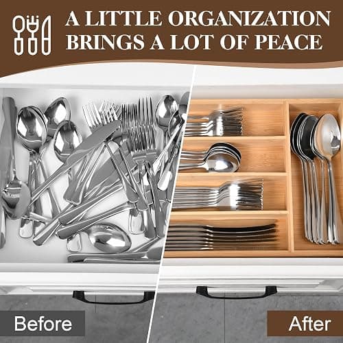 40 Piece Silverware Set with Drawer Organizer for 8, Heavy Duty Stainless Steel Flatware Cutlery Set, Fork Spoon Knife Set with Kitchen Essentials Organizer, Rust-proof, Dishwasher Safe thumbnail 5