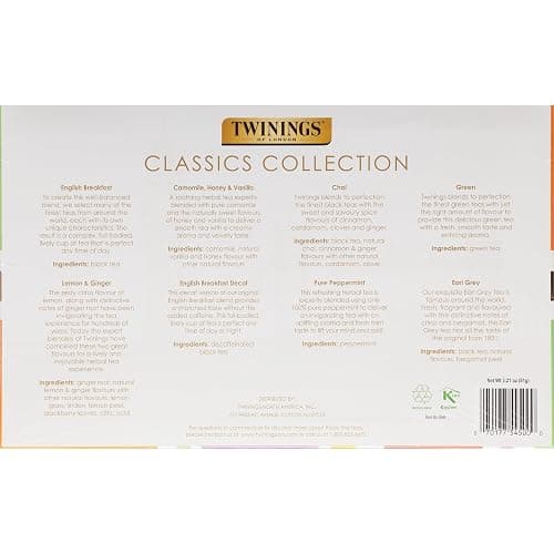 Twinings Tea Classics Collection Gift Box Variety Sampler, 48 Tea Bags (Pack of 1), Enjoy Hot or Iced, Includes Black, Herbal, Green, & Chai Teas thumbnail 6