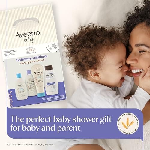 Aveeno Baby Bathtime Solutions Mommy & Me Gift Set, Baby Wash & Shampoo, Calming Bath, Daily Moisturizing Lotion and Stress Relief Body Wash for Mom, Colloidal Oat, Baby Bath Essentials, 4 items thumbnail 6