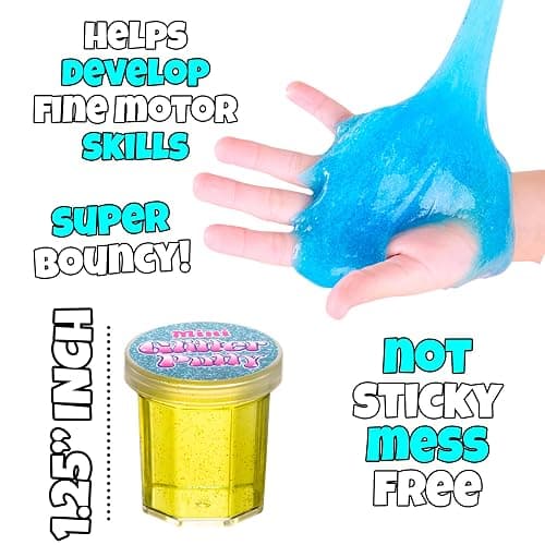 Mini Glitter Putty - (Bulk Pack of 48) Mini Slime for Kids Party Favors in Assorted Neon Rainbow Colors for Birthday Party Favor, Fidget Toys, and Prizes thumbnail 4