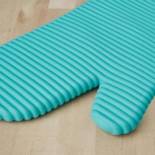 KitchenAid Ribbed Soft Silicone Oven Mitt Set, 7"x13", Aqua Sky 2 Count thumbnail 6