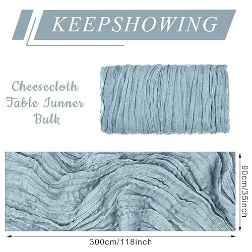 12 Pack Cheesecloth Table Runner, Runner Gauze Boho Wedding Decor Romantic Table Runner for Wedding Birthday Party(35" x 118")(Grayblue) thumbnail 3