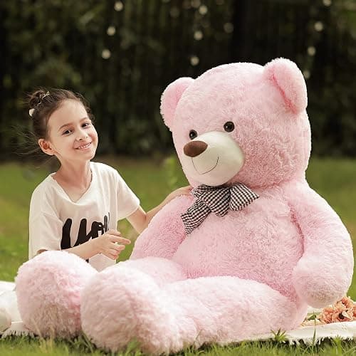 Poutmac Big Pink Teddy Bear 4Ft Giant Stuffed Animal Plush Toy for Girlfriend Women Kids for Valentines Christmas Birthday thumbnail 6