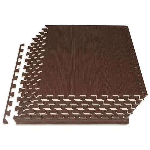 ProsourceFit Wood Grain Puzzle Mat 1/2-in, 6 EVA Foam Interlocking Floor Tiles (24SQ FT) for Secure Indoor Room Workout Flooring and Playmat - Image 1