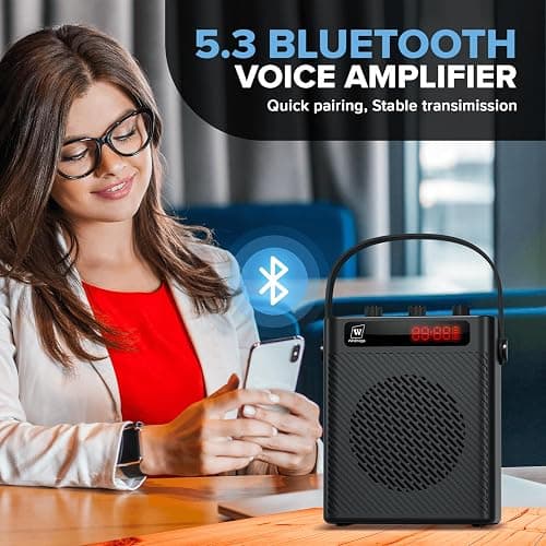 Voice Amplifier Wireless Microphone/Handheld Mic- 40W Portable Microphone and Speaker Wireless karaoke System, Bluetooth Speaker with Mics Personal Pa System, 4 Sound Effects for Teachers Speaking S95 thumbnail 8