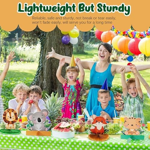 Gueevin 10 Pcs Safari Honeycomb Centerpieces for Baby Shower & Birthday Party Decorations, Jungle Animal Table Centerpieces Set(Cute Animals) thumbnail 5