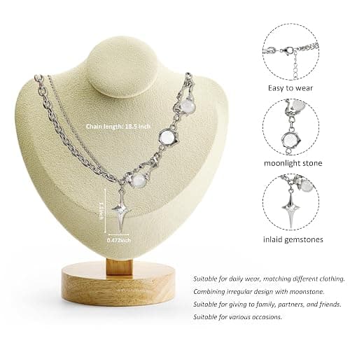 Buyongwant Y2k Irregular Necklace Star Pendant Moonlight Stone Fashion Collar Chain Design Spicy Silver Jewelry for Women thumbnail 2