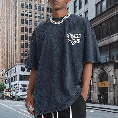 Wedsadl Christian Jesus Shirts for Men Religious Praise The Lord Bible Verse Shirt Oversized Graphic Tees Acid Wash Tshirt thumbnail 3