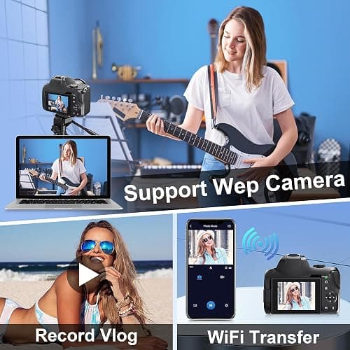 4K Digital Camera for Photography, 12X Optical Zoom 72MP Autofocus Vlogging Camera for YouTube, Photography Camera with 270°Flip Screen, Wi-Fi & App-Controlled Cameras, 2 Batteries, 32GB Card, Black thumbnail 7