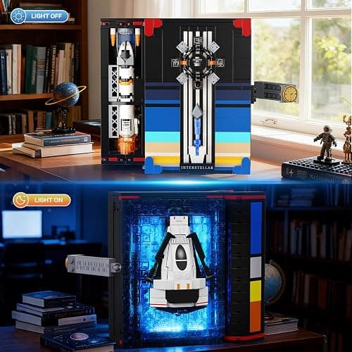 HOGOKIDS Magic Space Book Nook Building Set with LED Light, 945PCS Book Nook Building Block Sets for Bookshelf Home Decor, DIY Miniature Book Model Kit, Christmas Birthday Gifts for Adults Boys Girls thumbnail 2