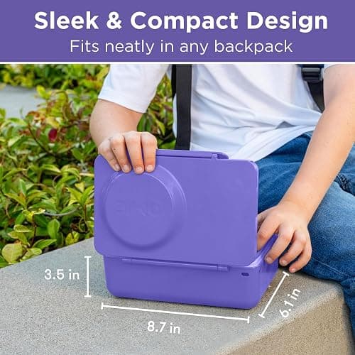 Omie OmieBox UP bento Box for Kids | Insulated Lunch Box | Leak Proof Vacuum Insulated Thermal Food jar | Cooler ice Pack | 2 Compartments (Galaxy Purple) thumbnail 2