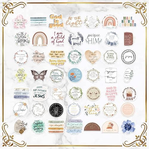 200 PCS Christian Bible Verse Jesus God Stickers - Waterproof Vinyl Scripture Stickers for Bible Journaling Supplies, Water Bottles, Laptops, Notebooks - Religious Inspirational Decals for Faith Gifts thumbnail 5