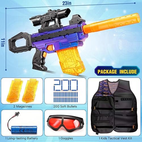 Toy Gun Automatic Sniper Rifle, Realistic Electric Toy Foam Blaster Sniper with Scope Tactical Vest Kit, Toy Gun for Boys 8-12, Birthday, Indoor Outdoor Shooting Game for Kids thumbnail 3