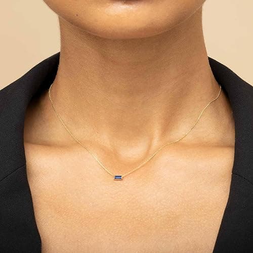 Trendy Birthstone Necklace for Women, Small September Birthstone Necklaces for Teen Girls Tiny Sapphire Necklace for Mother Wife Dainty Birthday Jewelry Valentine's Day Gifts thumbnail 2