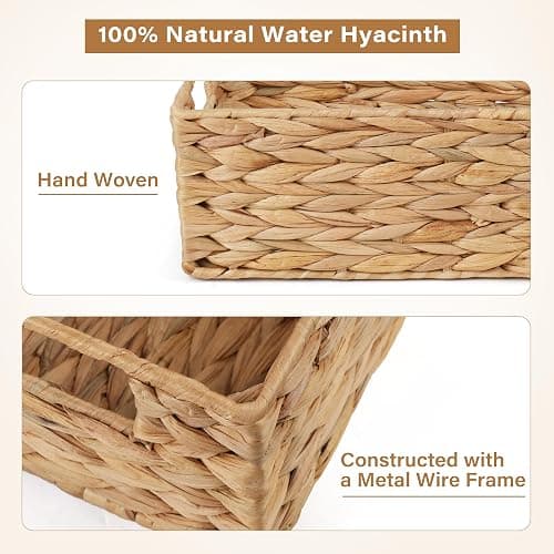 LotFancy Bathroom Basket, 2 Pack Water Hyacinth Toilet Paper Basket, Hand Woven Back of Toilet Organizer for Toilet Tank Top Countertop, Wicker Baskets for Shelves thumbnail 4