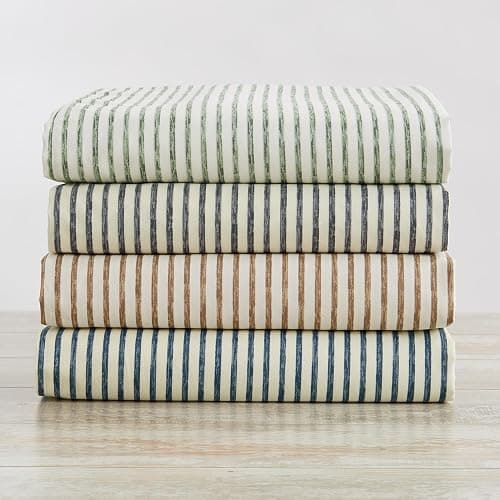 Great Bay Home 4-Piece Queen Size Stripe Microfiber Sheet Set - Ultra-Soft, Brushed Bedding Sheets & Pillowcases - Wrinkle Free, Comfortable, All-Season Bed Sheets (Seafoam) thumbnail 6