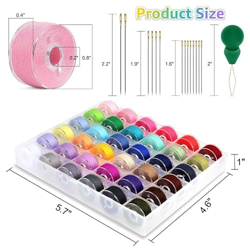36Pcs Bobbins and Sewing Threads Prewound Bobbins with Case, Needle and Threader for Babylock Singer Janome Brother Multiple Sewing Machine, Standard Size and Assorted Colors thumbnail 2