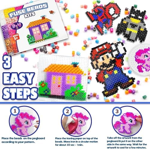 FUNZBO 31000 5mm Fuse Beads Kit - 48 Colors, Christmas Homeschool Arts and Crafts Supplies for Kids, Toys Set, Art Decorations for Room, Christmas Toys Gifts for Girls and Boys Age 5+ thumbnail 5