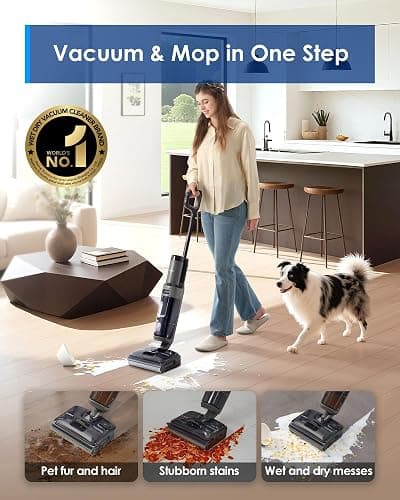 Tineco Floor ONE i6 Stretch Wet Dry Vacuum Cleaner, Vacuum & Mop All in One, 20kpa Powerful Suction, Up to 40 Minutes Runtime, 180° Lay-Flat, Anti-Tangle Design, Full-Path Self-Cleaning&185℉ Flashdry thumbnail 3