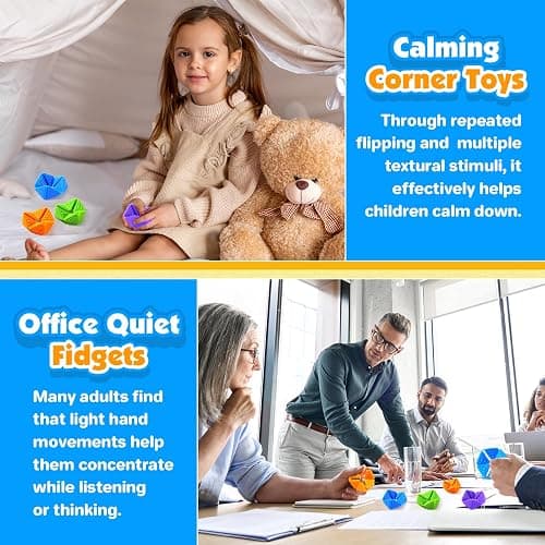 KLT Fidget Sensory Toys for Kids: Quiet Silicone Sensory Flip Cube with Textures - Calming Toys for Autism Kids Anxiety Relief - ADHD Fidget Toys for Classroom Focus thumbnail 4
