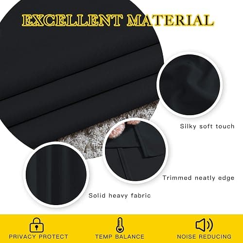 NICETOWN Black Out Curtains for Bedroom 84 inches Long - Light Reducing Thermal Insulated Solid Grommet Curtains/Panels/Drapes for Living Room (Set of 2, W52 x L84) thumbnail 3